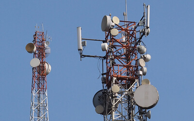 The top of internet poles.
