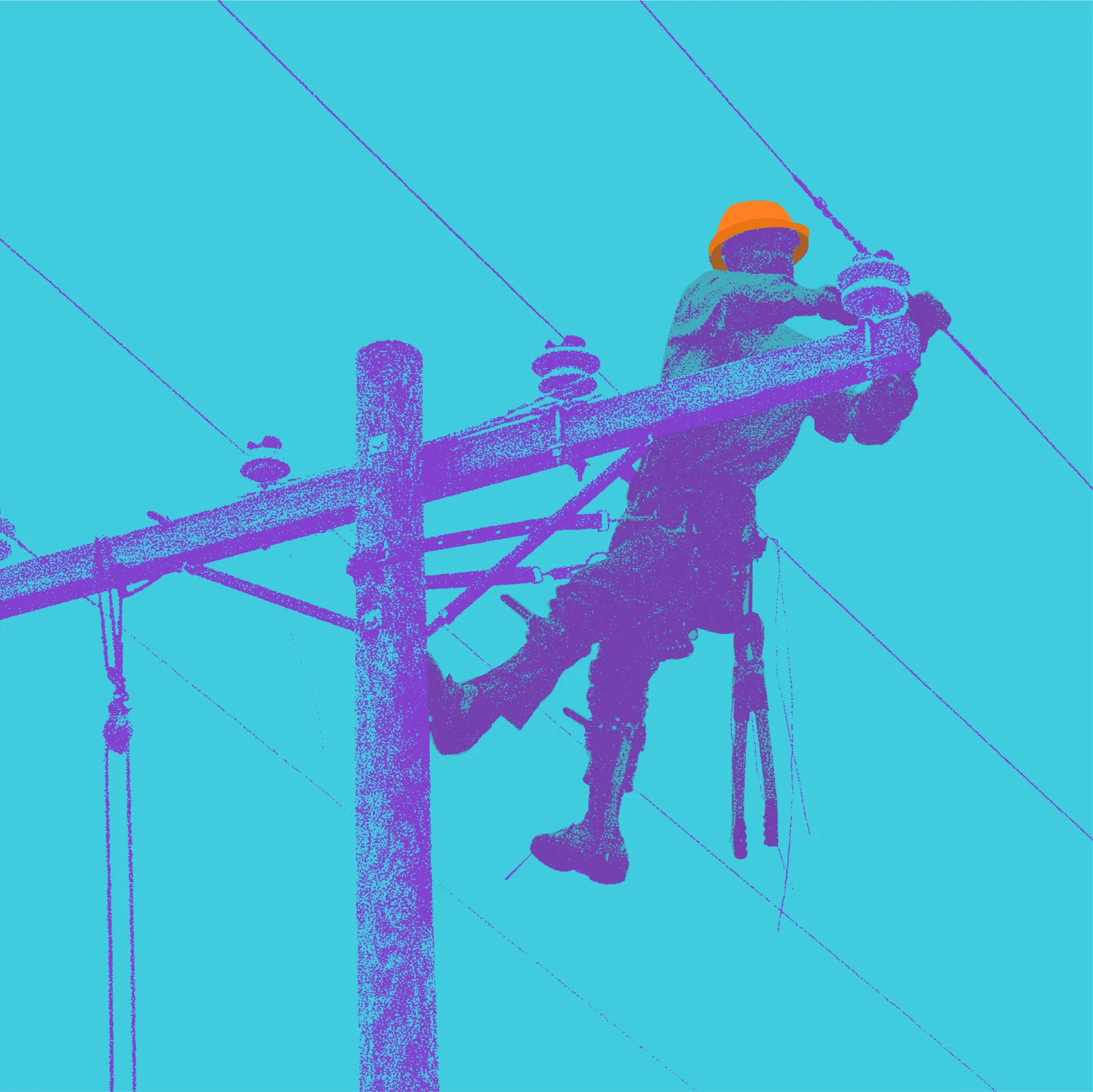 Linemen working on a utility pole