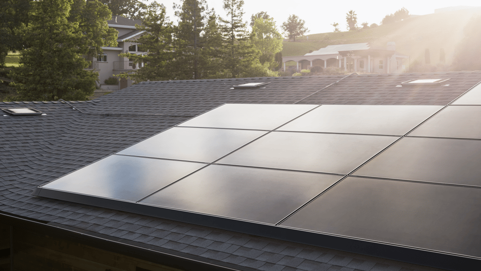 Solar panels on a home roof